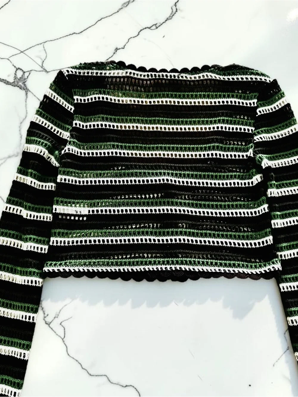 Zara Striped Crochet Top in Brown, Olive and White